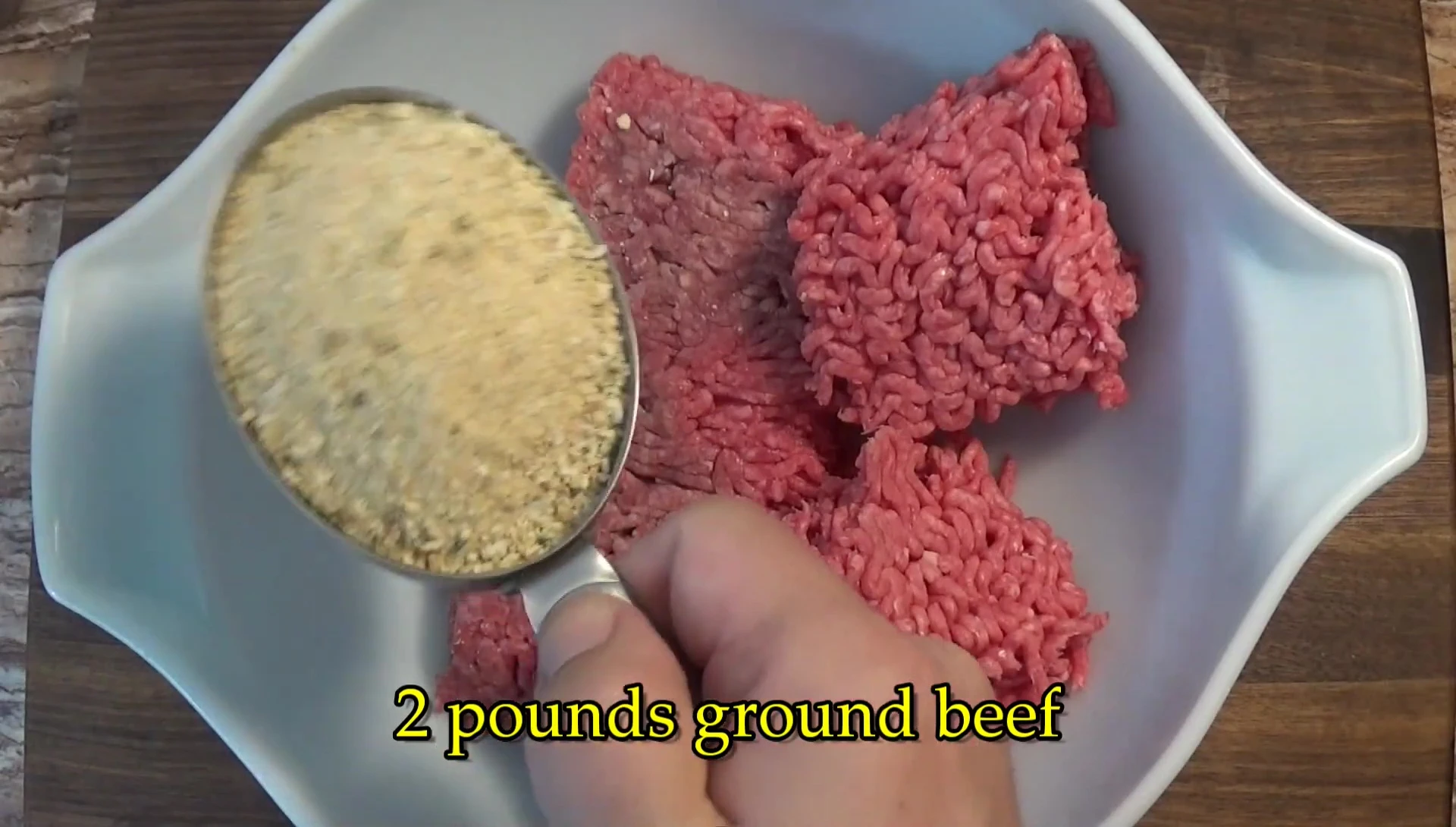 Adding breadcrumbs to ground beef