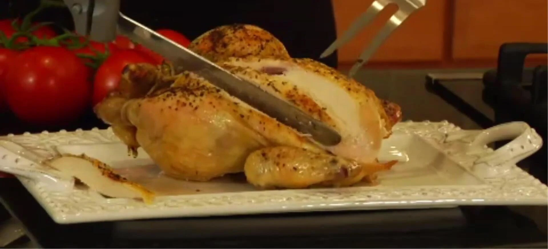 Cuisinart electric knife carving roasted chicken