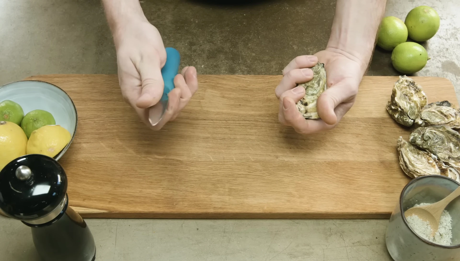 Oyster shucking: knife grip and technique