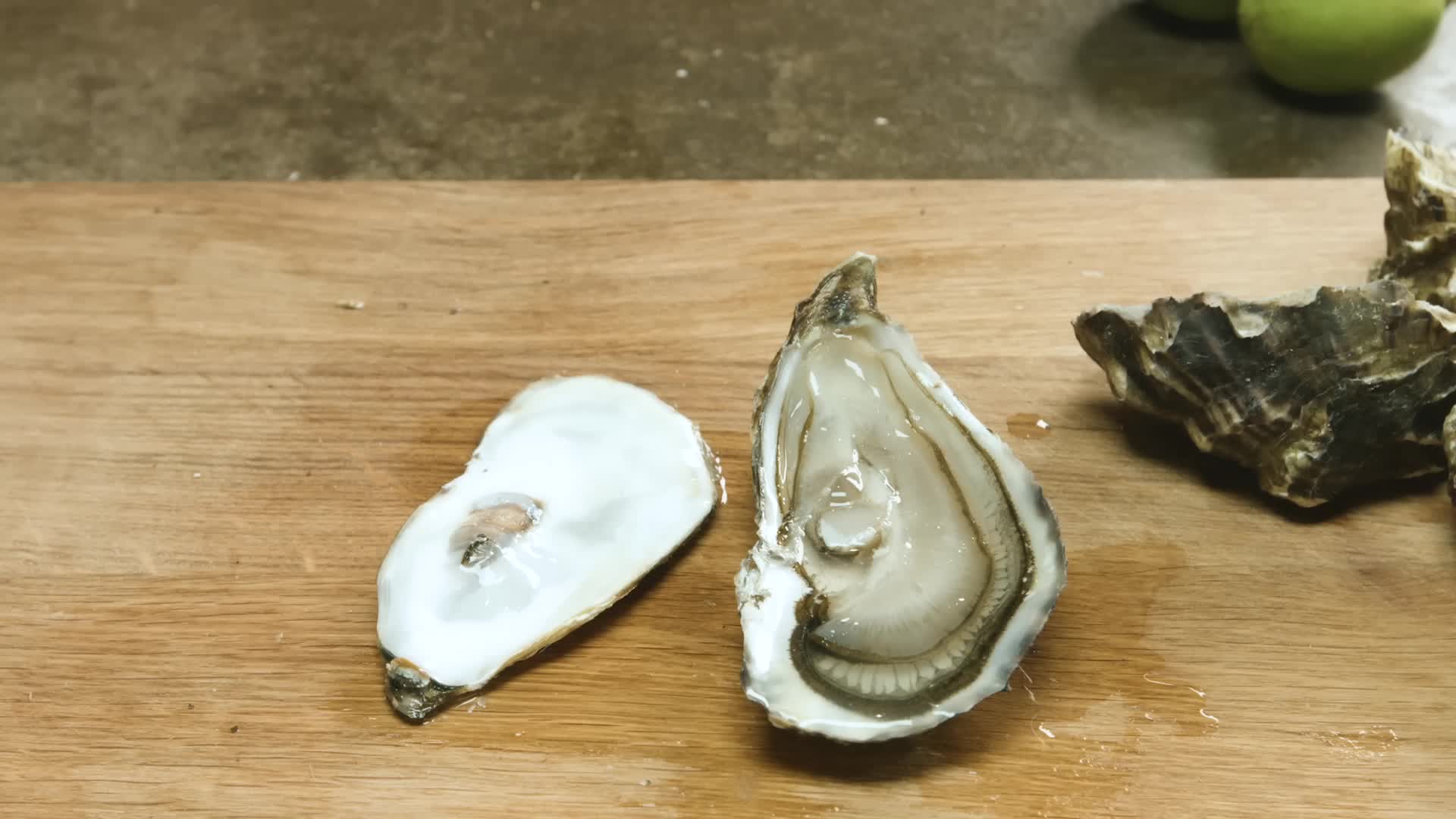 Opened oyster ready to eat