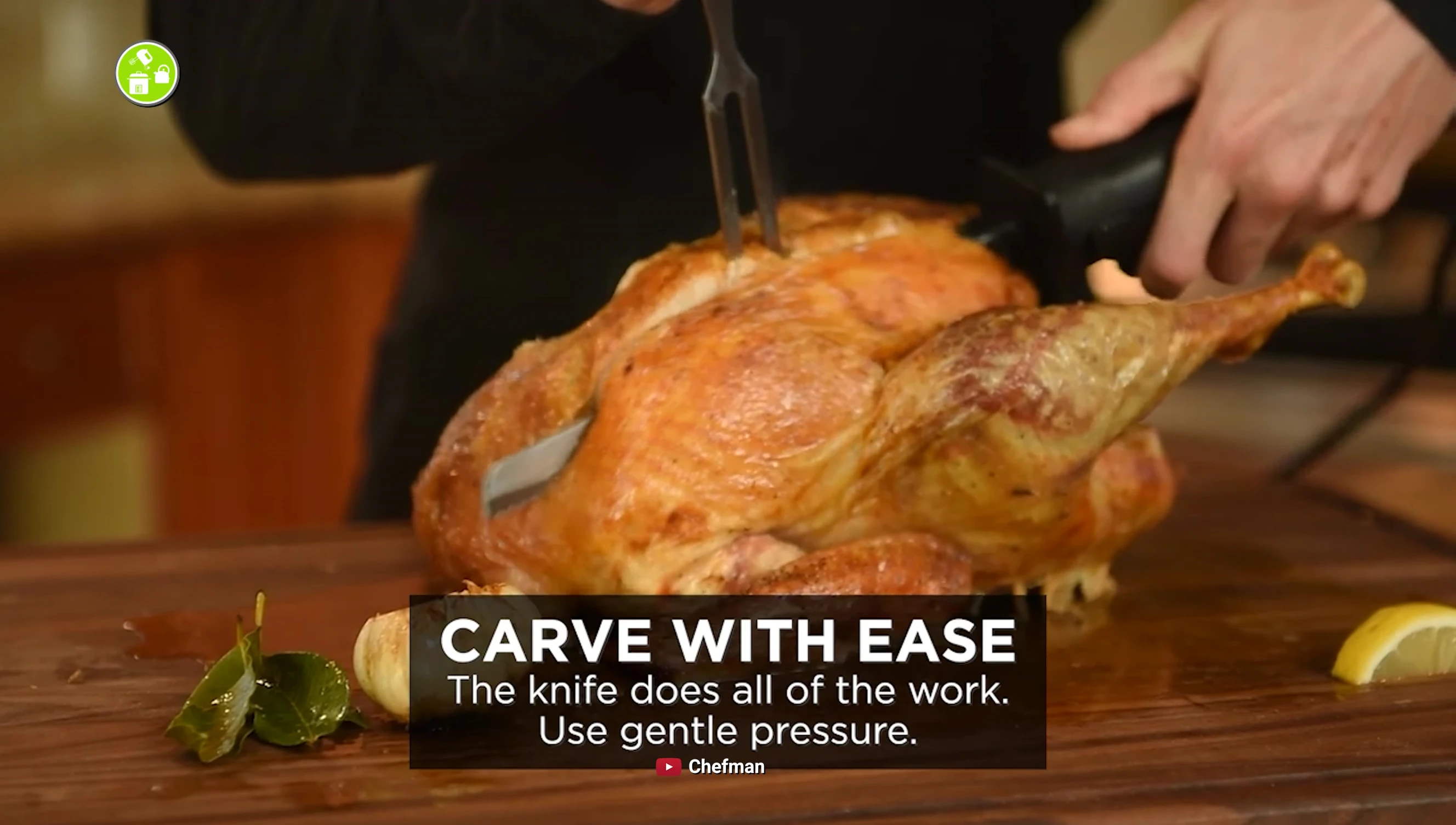 Chefman electric knife carving roasted turkey