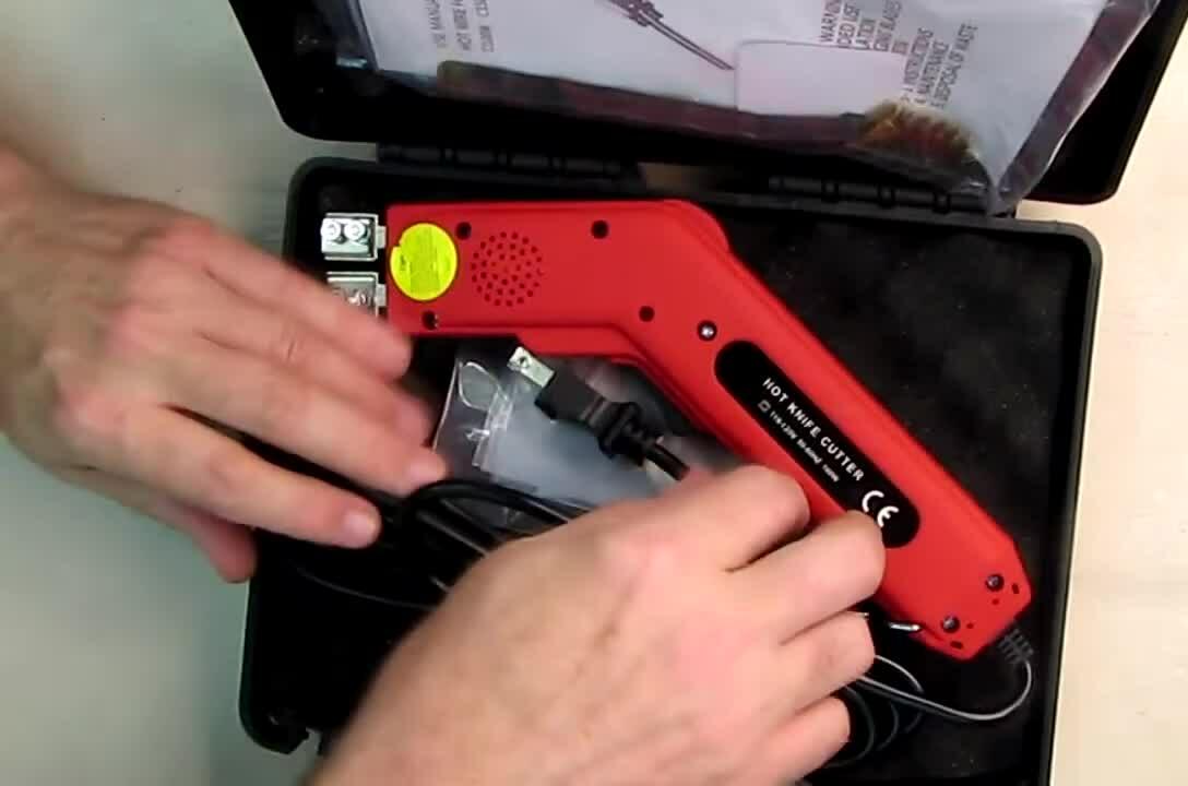 Red electric hot knife cutter in case