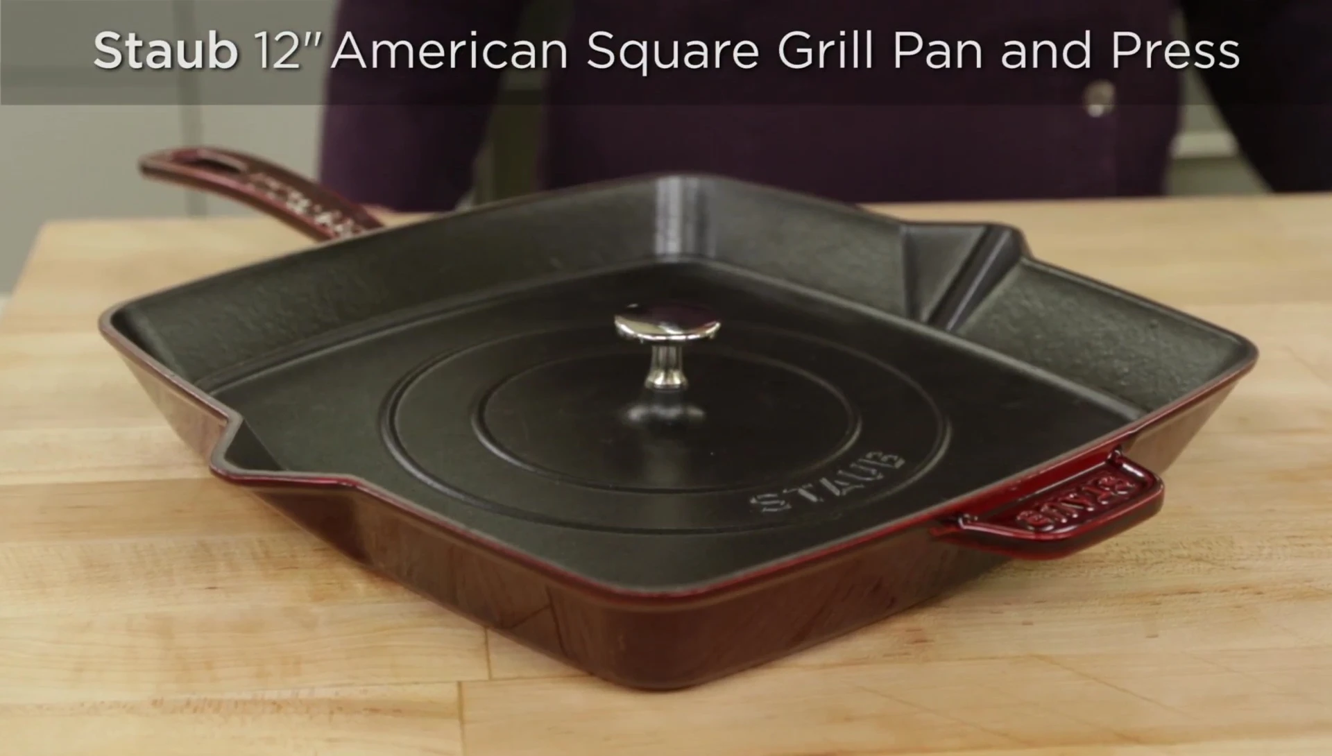 Staub 12" square grill pan with press