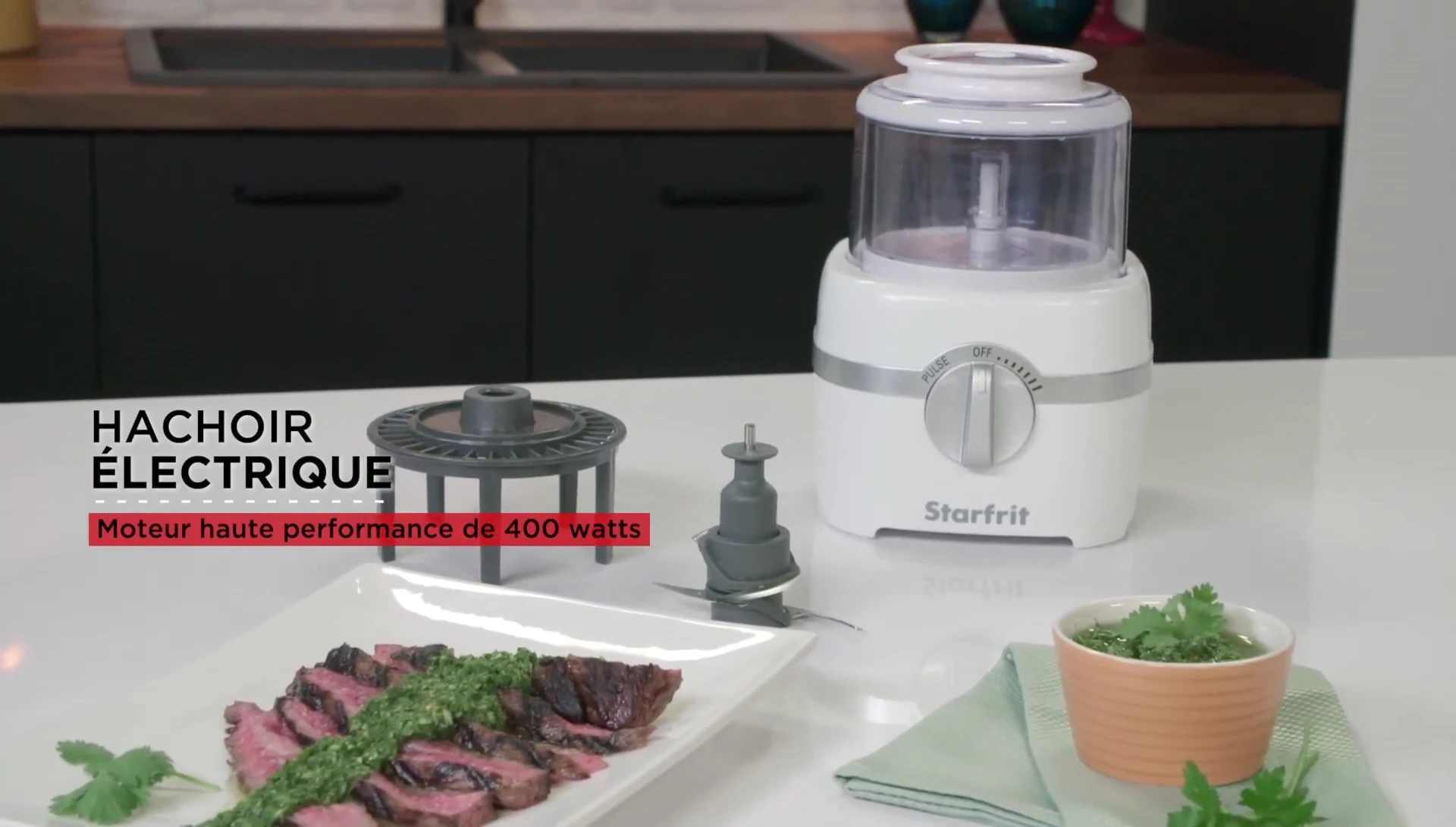 Starfrit electric food chopper preparing sauce