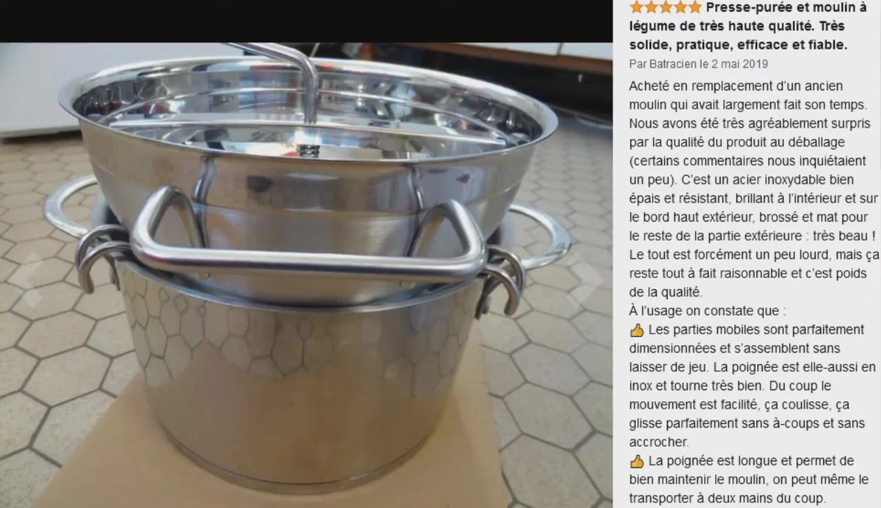 Présentation des différents tamis disponibles.