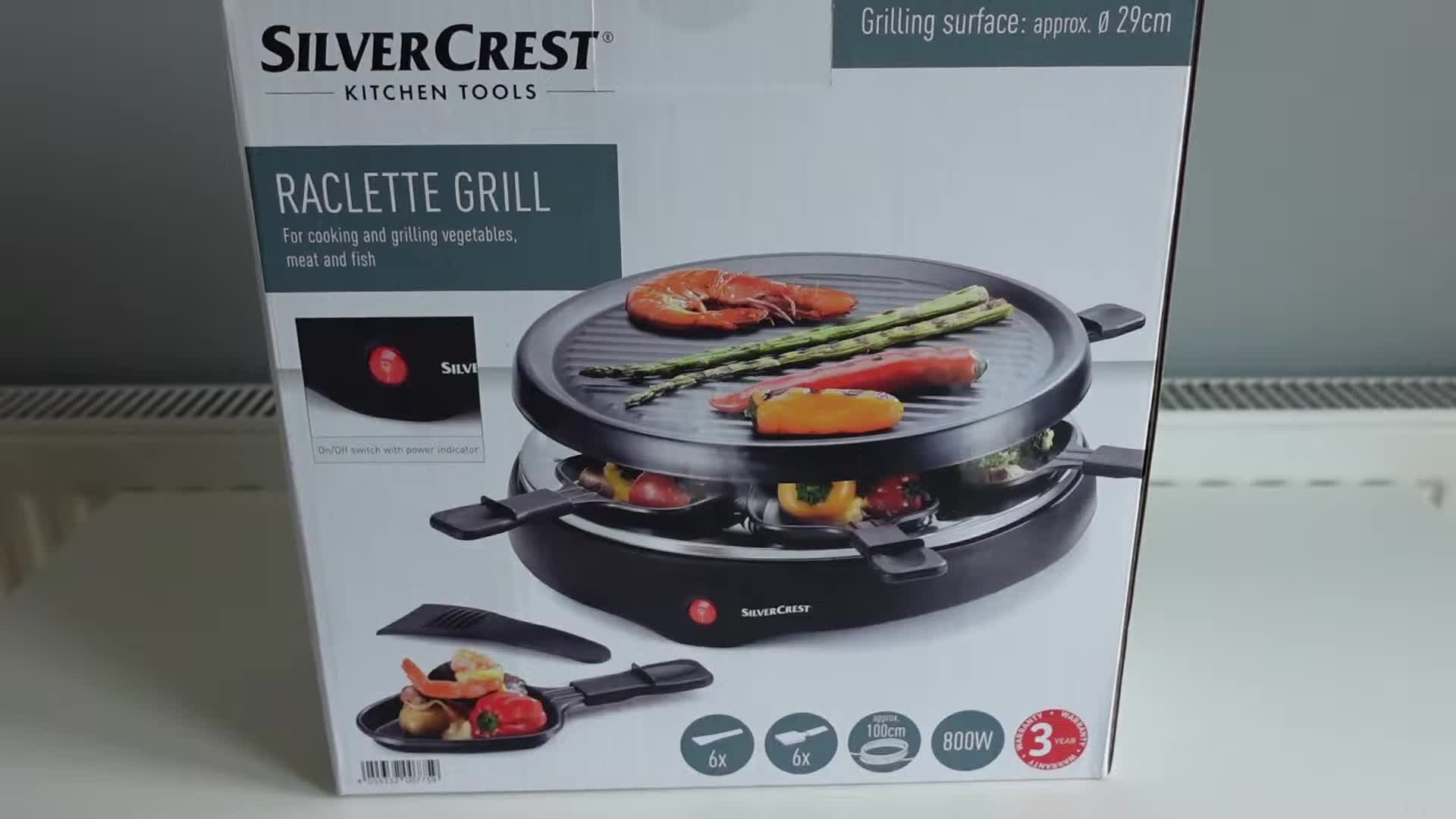 Vue générale du grill à raclette Silvercrest