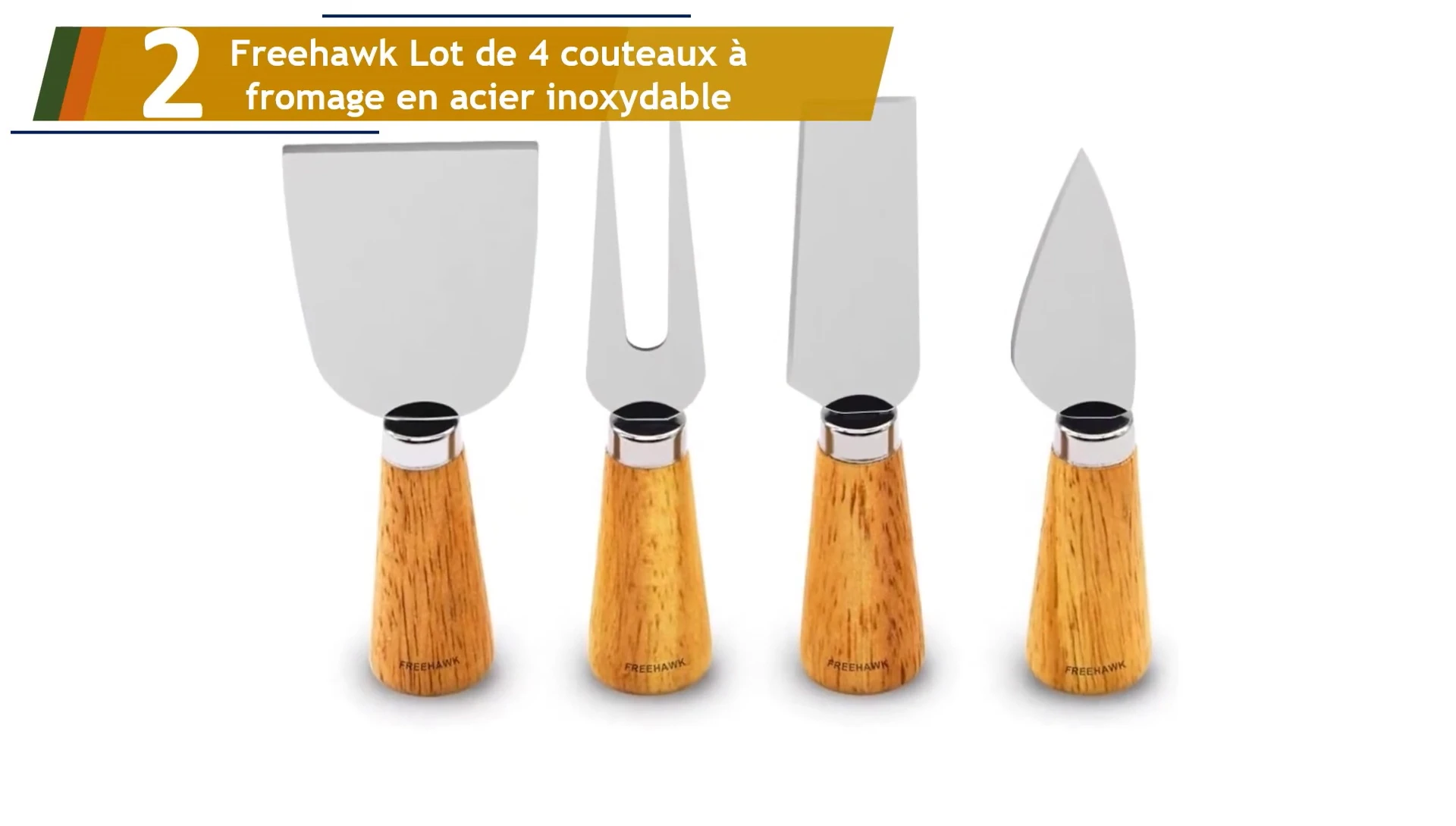 Présentation de l'ensemble de 4 couteaux à fromage Franck.