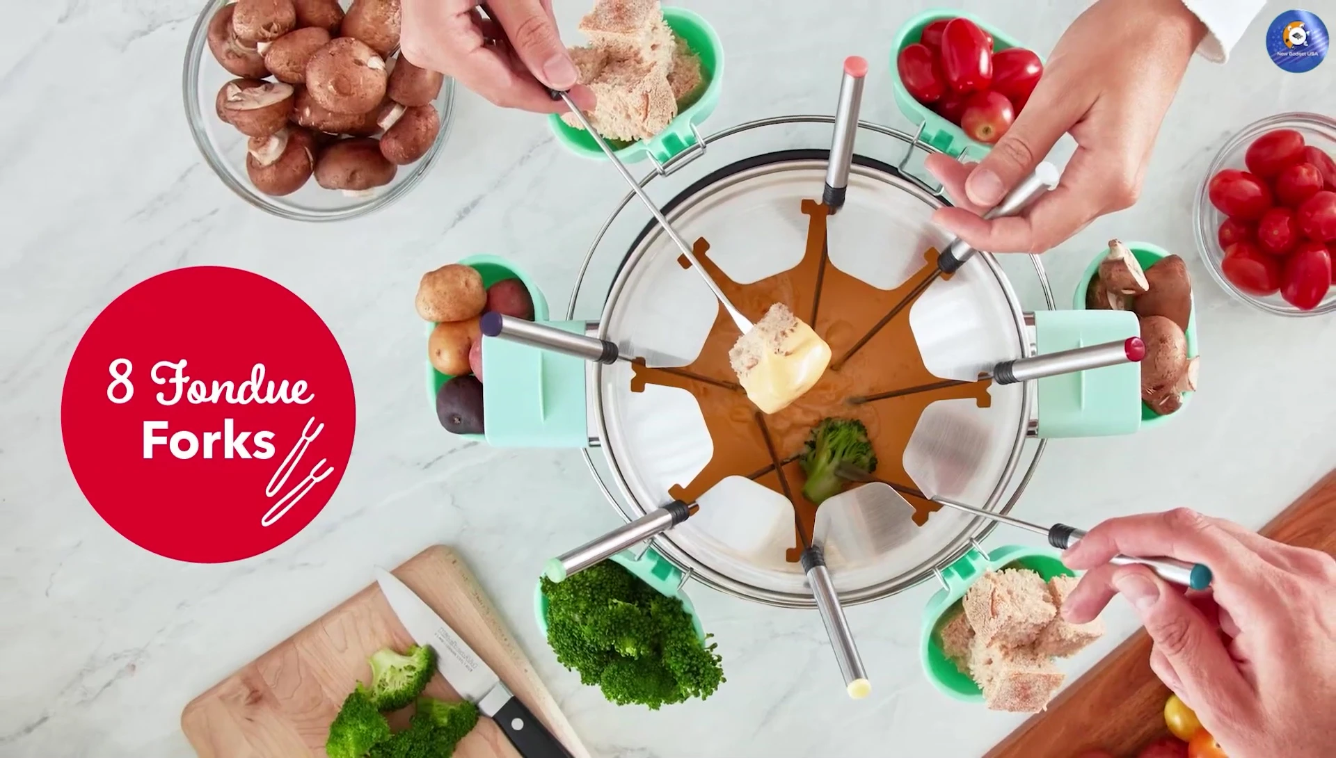 Détail des réglages de température du pot à fondue en acier inoxydable