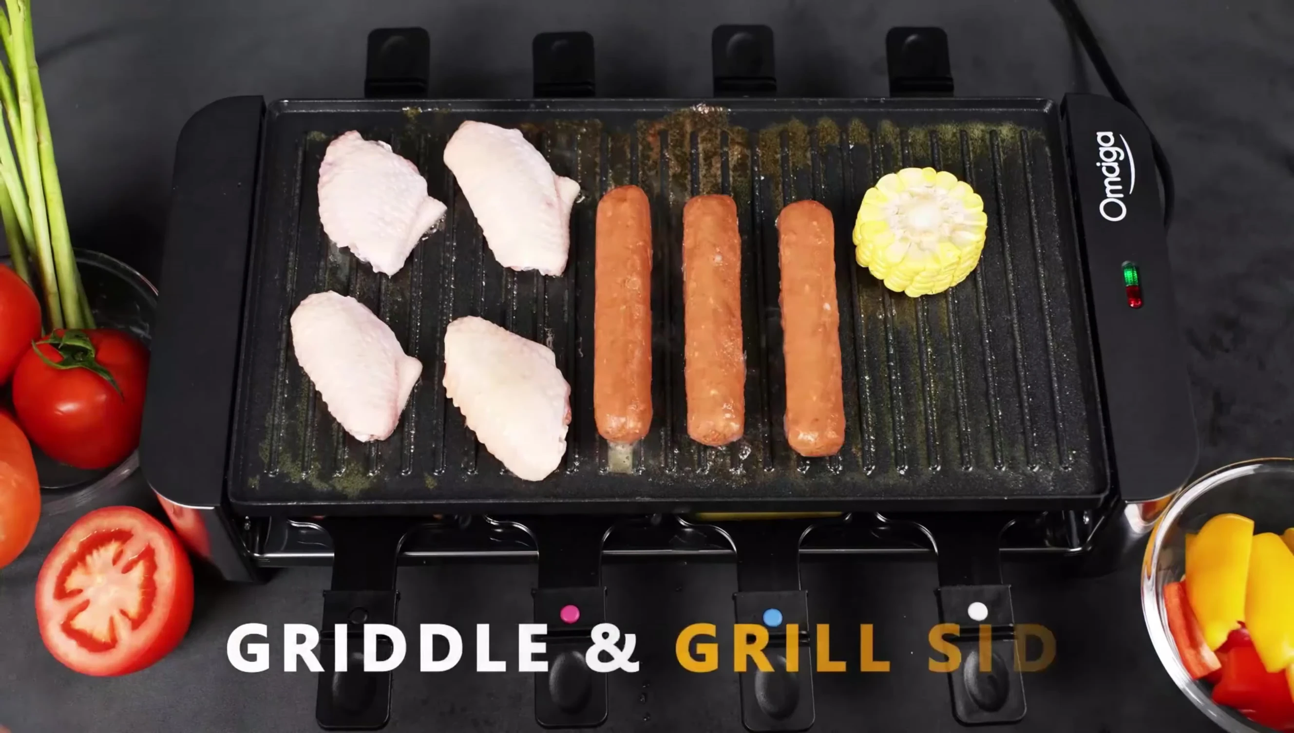 La plaque réversible d'un grill, pour la raclette et le barbecue.