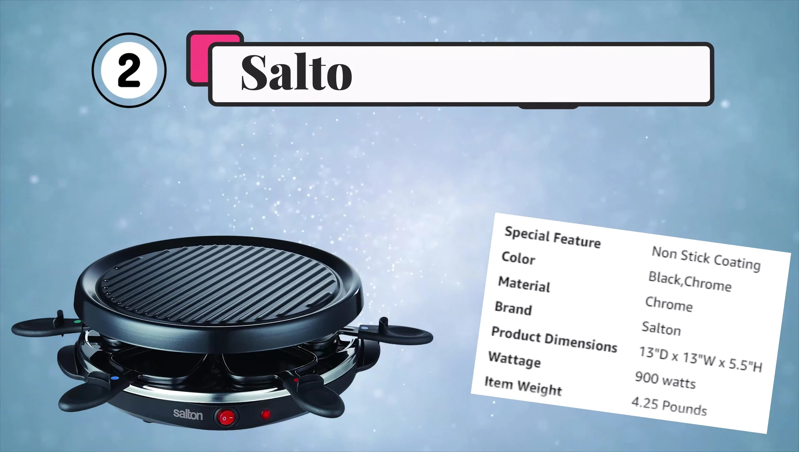 Le grill et la raclette Saltan, pour une cuisson sans fumée.