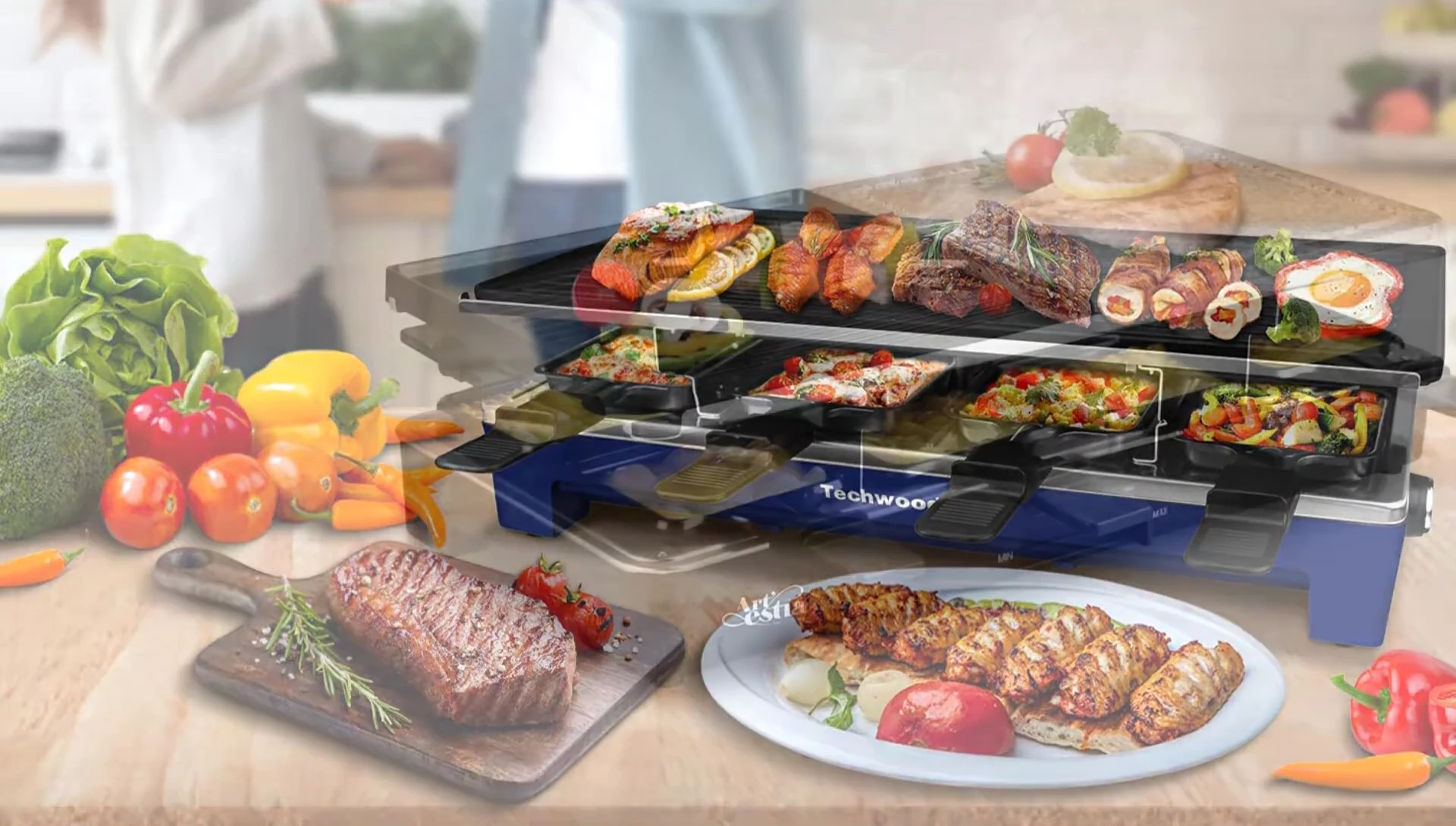 Vue du gril à raclette électrique Artestia
